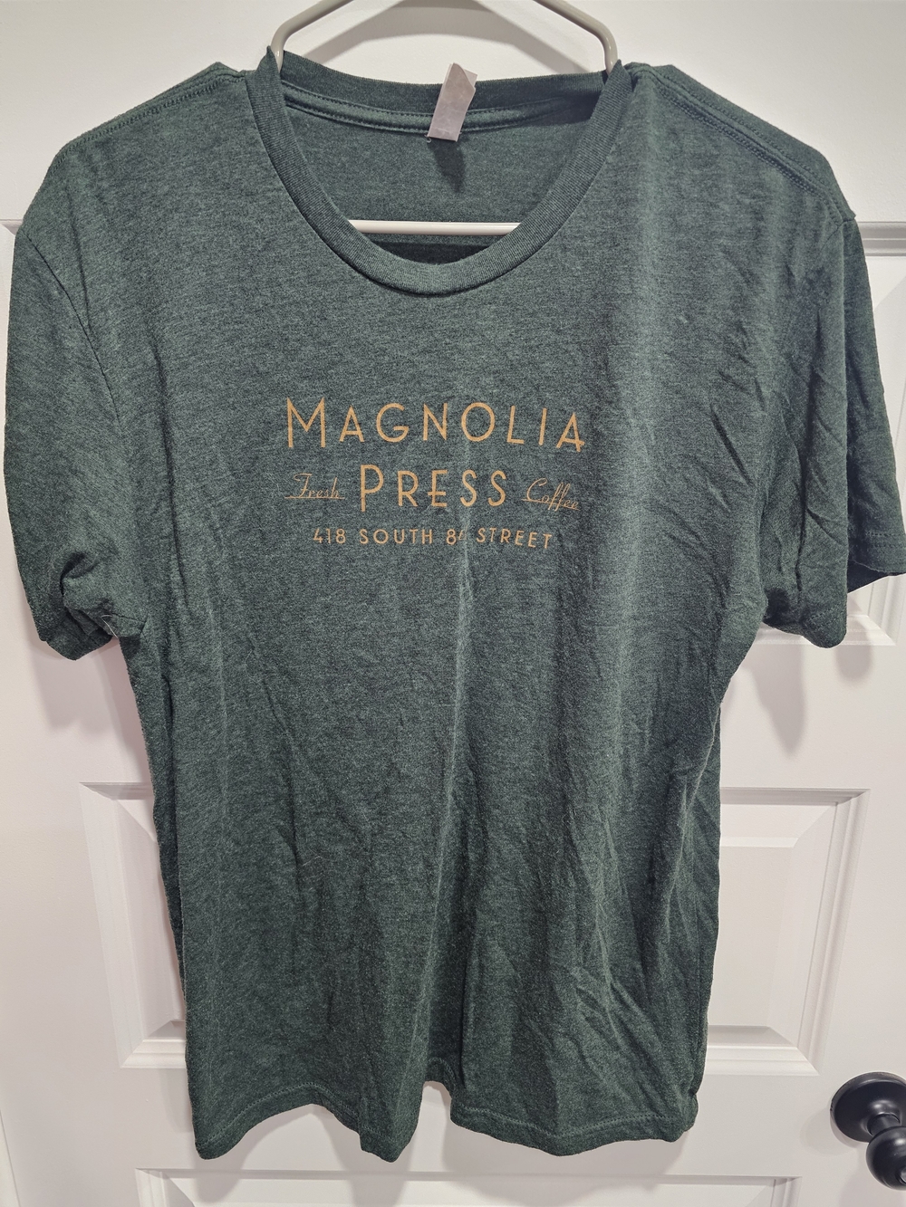 Magnolia Men's Dark Green Tee with Gold Logo